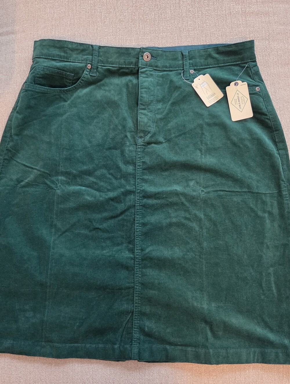 St Johns Bay Dark Green Corduroy Midi A-line High Waist Skirt Plus Size 18W NWT